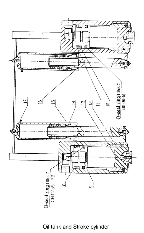 shearing machine oil tank and stroke cylinder