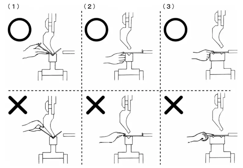 Correct way to hold workpieces for press brake operation