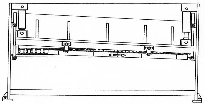 Hydraulic Guillotine Shears Drawing Rear View