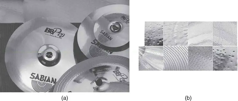 A selection of common cymbals