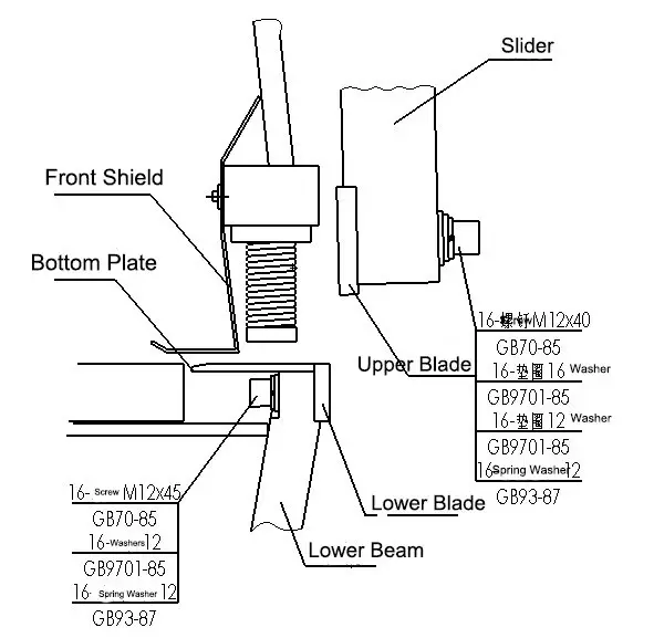 Shearing machine blade assembly