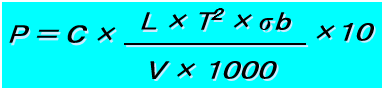 Fórmula de cálculo de la fuerza de flexión en V