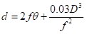 spot diameter formula