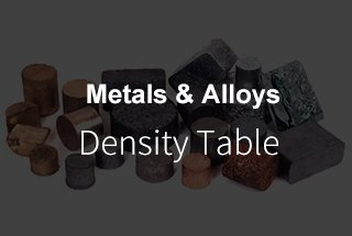 Density Table of Metals (Iron, Steel, Brass, Aluminium) and Alloys