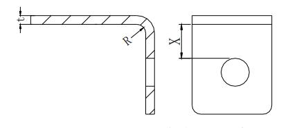 Figure 1-30 Minimum distance from the round hole to the bend edge