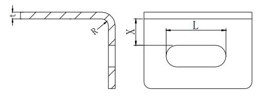 Figure 1-31 The minimum distance from the long round hole to the bend edge