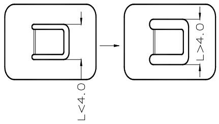 minimum width of the upper die