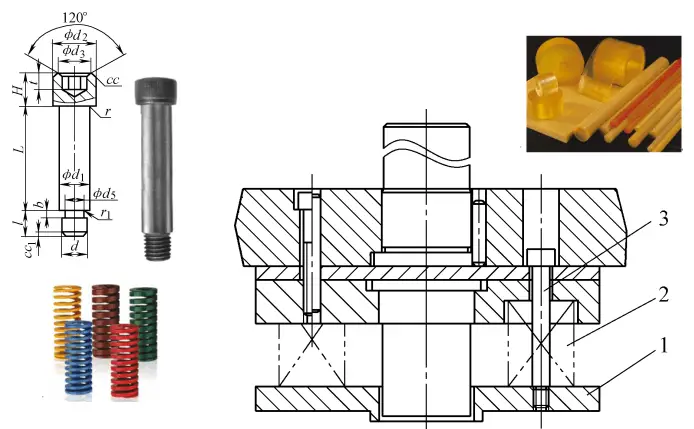 Connection of elastic discharge device-discharge screw