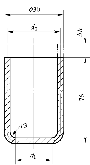 Deep drawing process calculation example