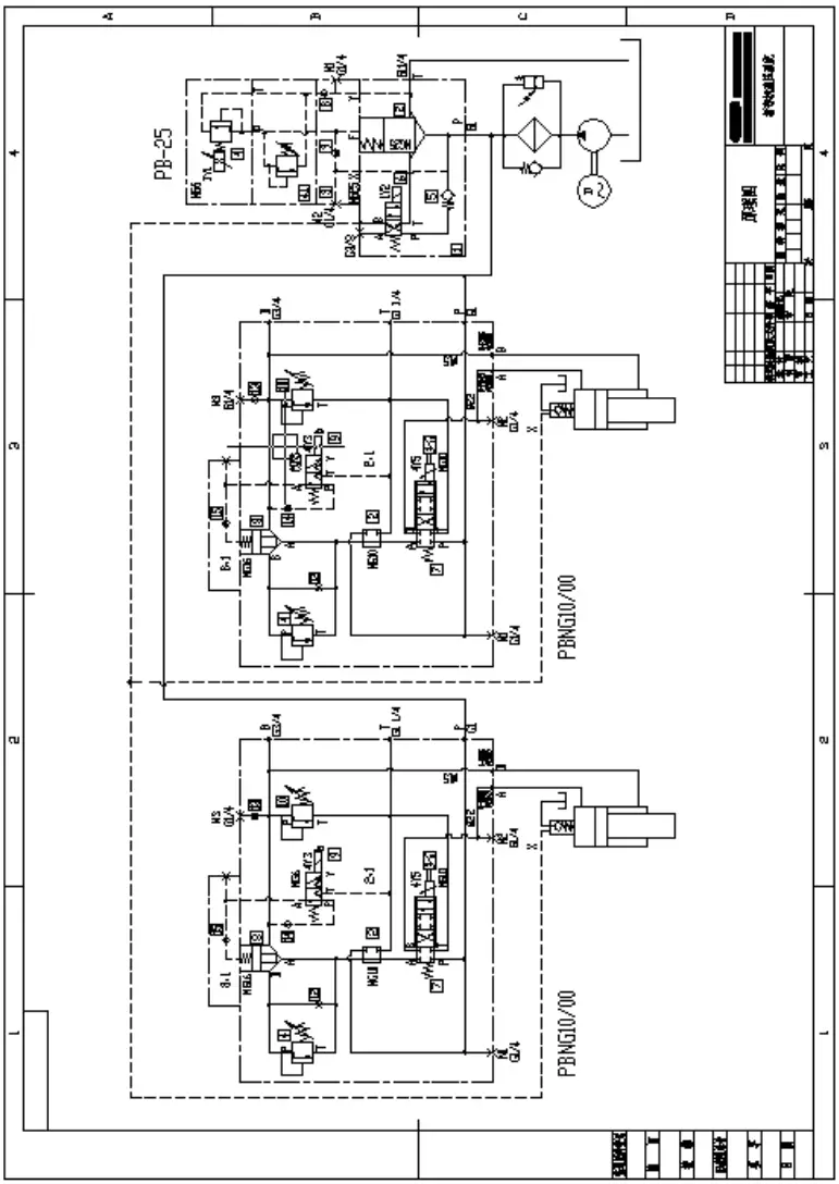Схема гидравлической системы электрогидравлического сервопривода листогибочного пресса (400-1200 тонн)