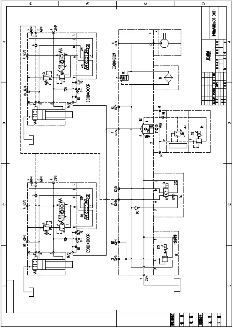 Diagrama esquemático del sistema hidráulico de la servoprensa electrohidráulica