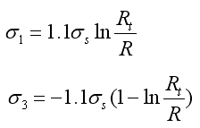 Stress in deformation zone