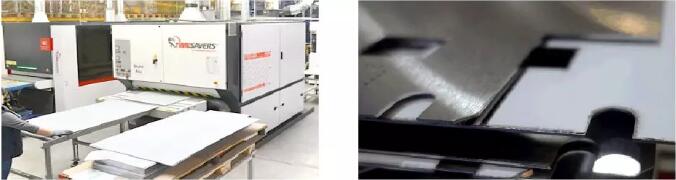 Brush deburring machine arranged behind the laser cutting machine