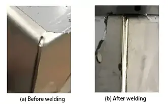 Actual laser welding effect of the corner release slot