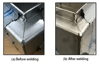 Laser welding effect of flange 45 ° bevel interface