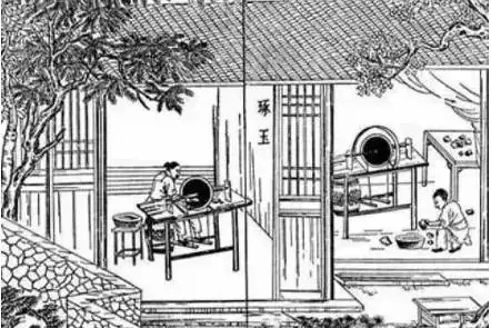 Tian Gong Kai Wu'dan bir taşlama makinesinin yapısı 