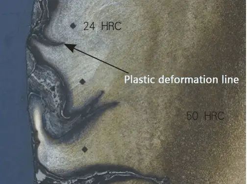 Topographic features of plastic deformation in hot forging die