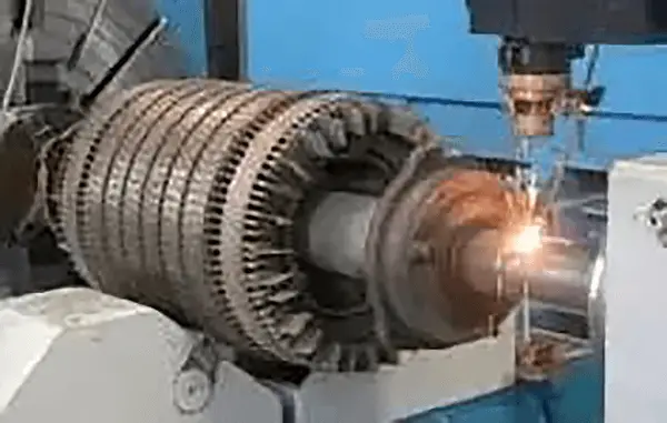 Laser cladding of motor rotor shaft