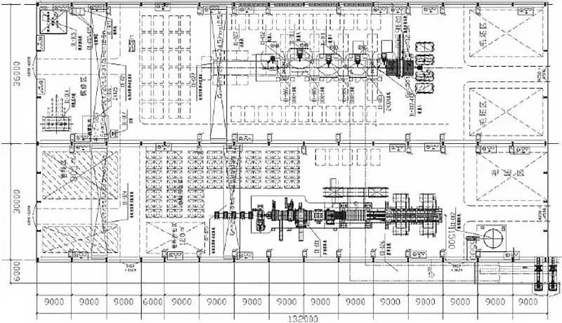 Schematic diagram of the layout of the press shop