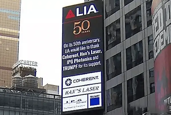 The Laser Society of America (LIA) broadcasted Han's Laser on the digital screen