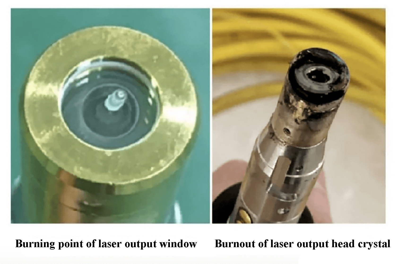 Fig. 5 Burnout of the laser output head