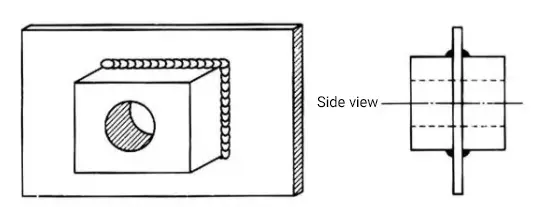 Diagrama esquemático de la inserción de la placa gruesa en la placa base