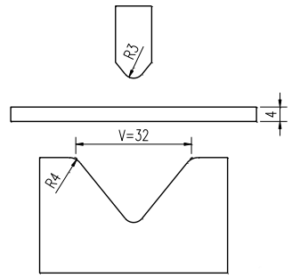 Free bending of acute punch