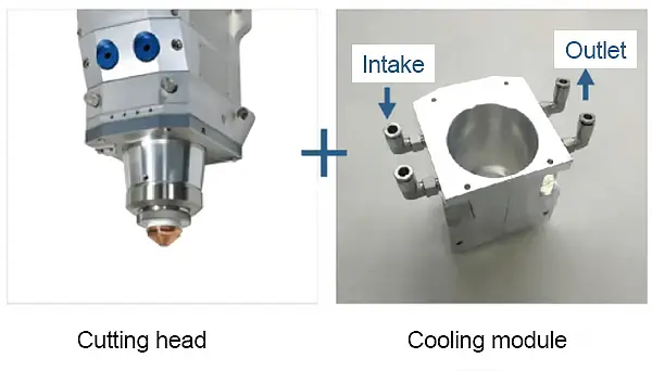 Laser cutting head cooling scheme