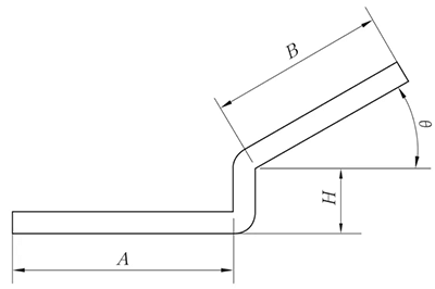 Schematic diagram of non parallel straight edge offset