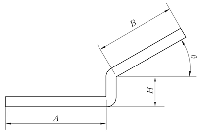 Diagrama esquemático del desplazamiento de la regla no paralela