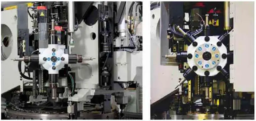 Servo synchronous feed 4-axis (left) and 8-axis (right) tapping device