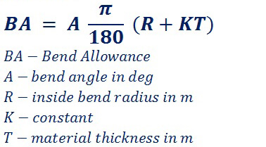 Bend allowance calculation formula