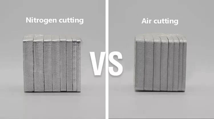 Comparison of nitrogen and air cutting section effect