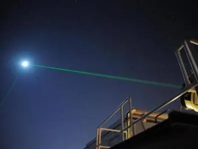 Laser aiming at the moon for ranging