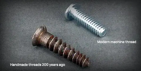 handmade threads 200 years ago vs modern machine threads